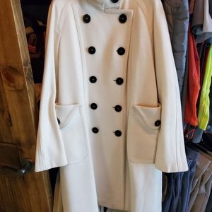 Cream Burberry Lambswool Mid Length Coat